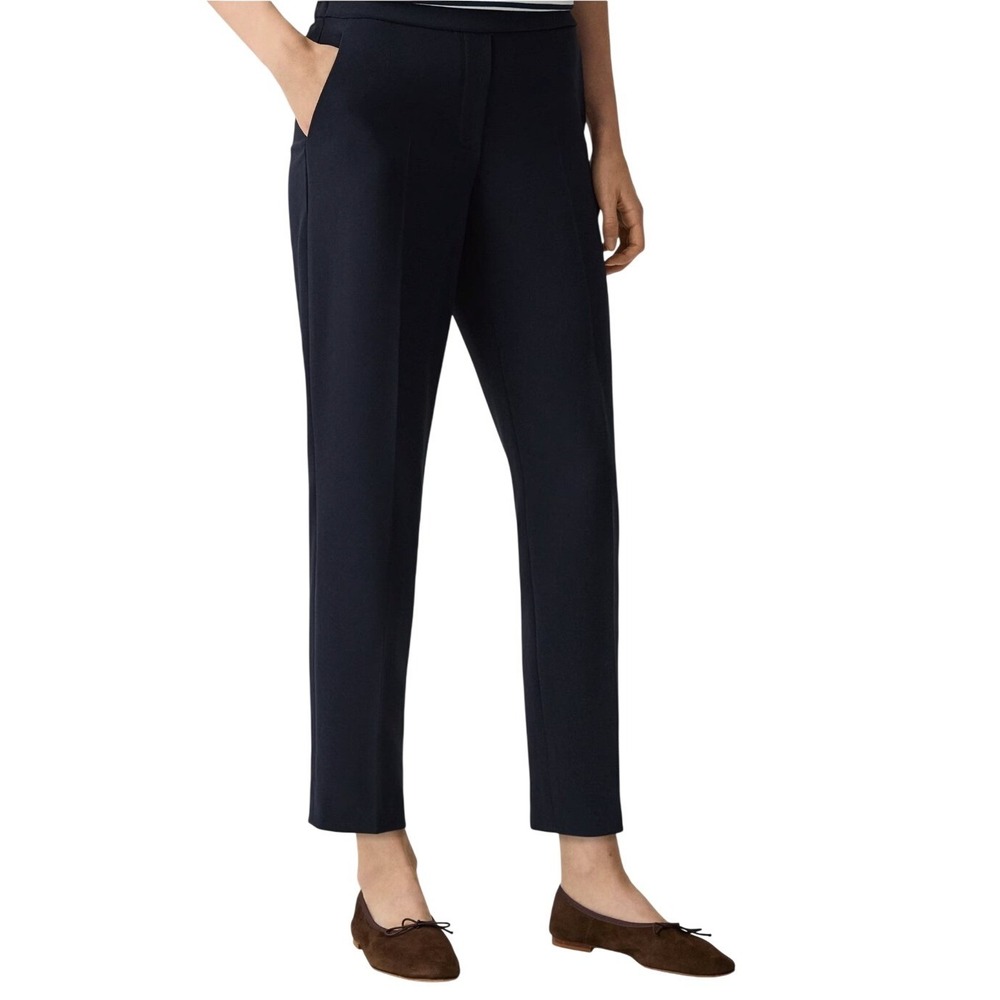 Theory Treeca Pull-On Pants Admiral Crepe Navy Blue Size 4 - Picture 3 of 14
